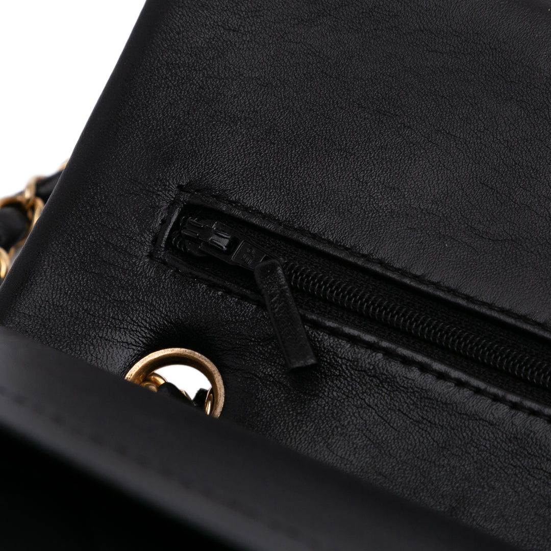 Medium Classic Lambskin Double Flap Black - Gaby Paris