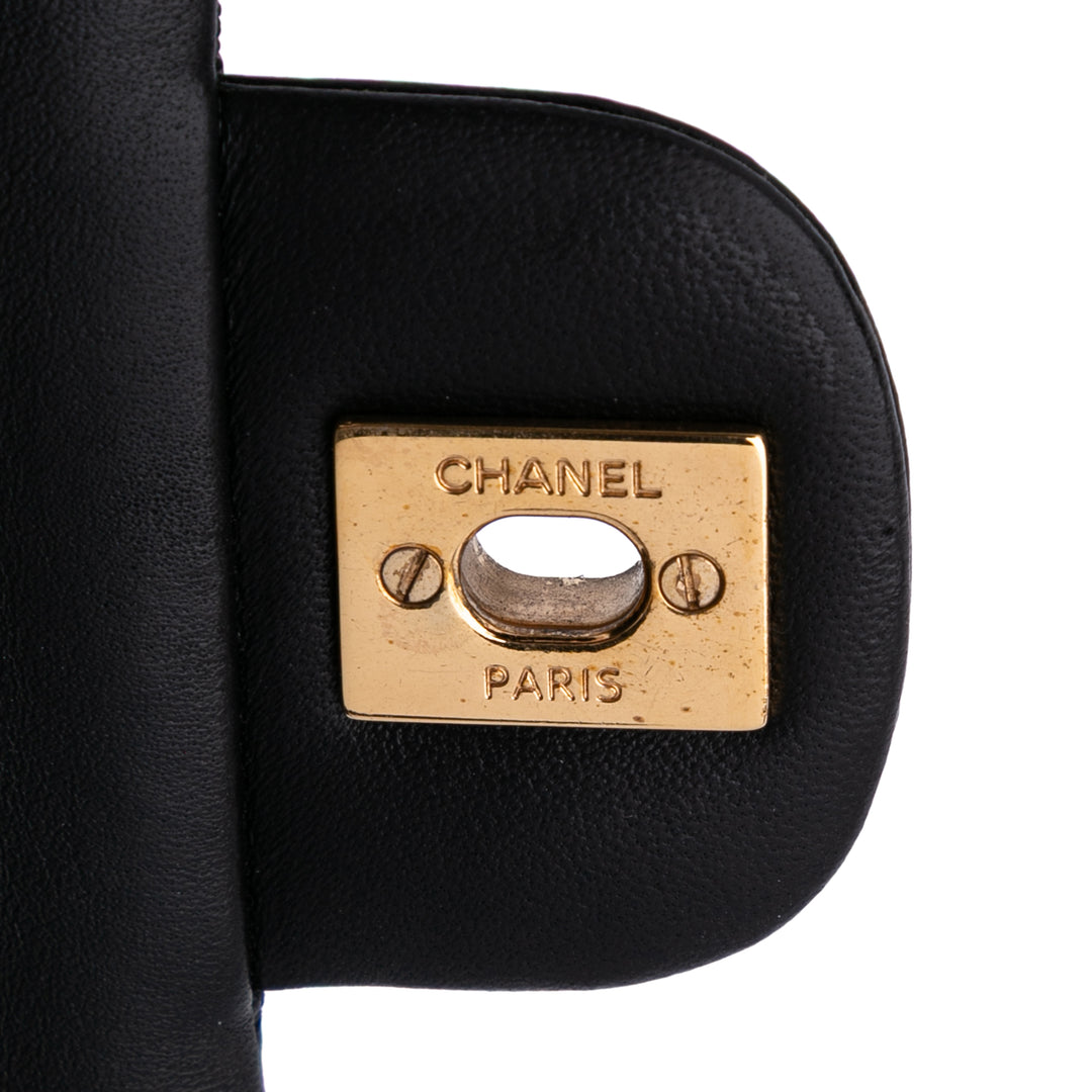 Medium Classic Lambskin Double Flap Black - Gaby Paris