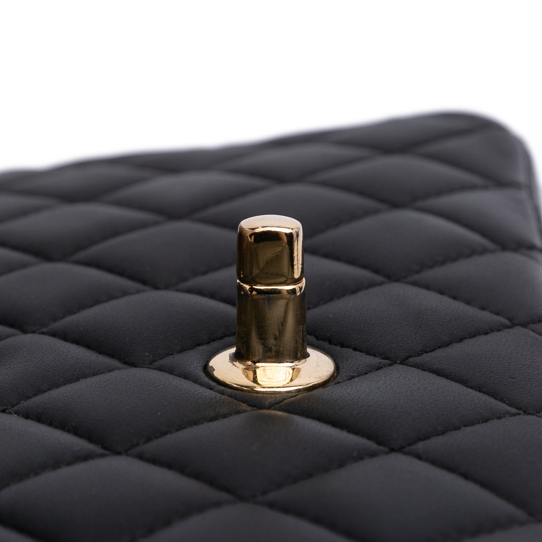 Medium Classic Lambskin Double Flap Black - Gaby Paris
