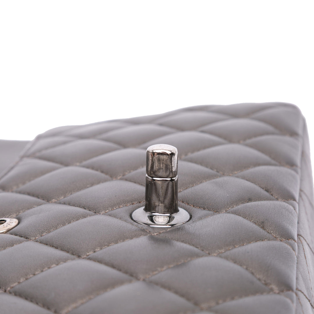Medium Classic Lambskin Double Flap Gray - Gaby Paris