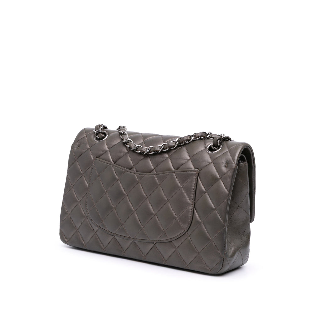 Medium Classic Lambskin Double Flap Gray - Gaby Paris