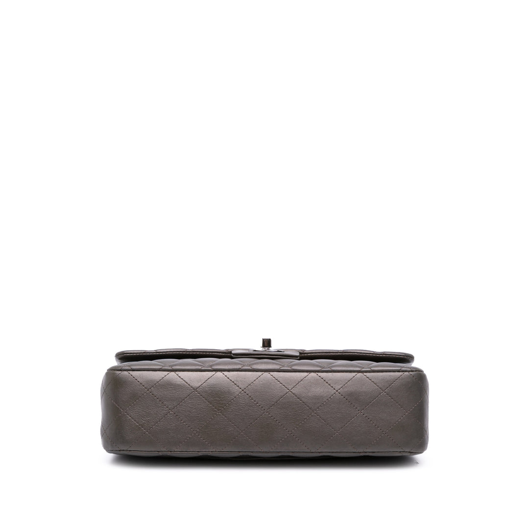 Medium Classic Lambskin Double Flap Gray - Gaby Paris