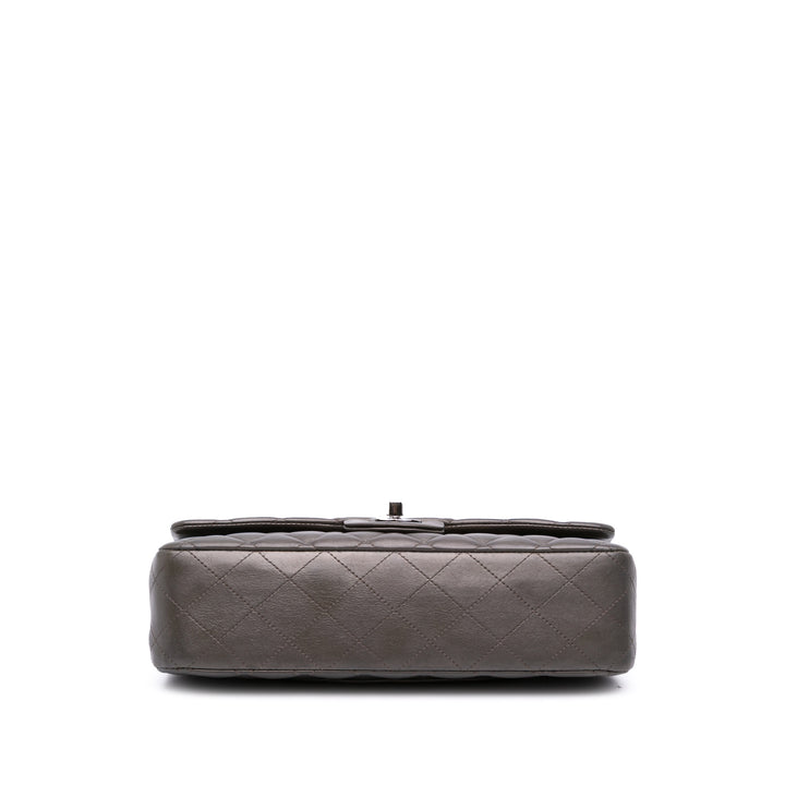 Medium Classic Lambskin Double Flap Gray - Gaby Paris