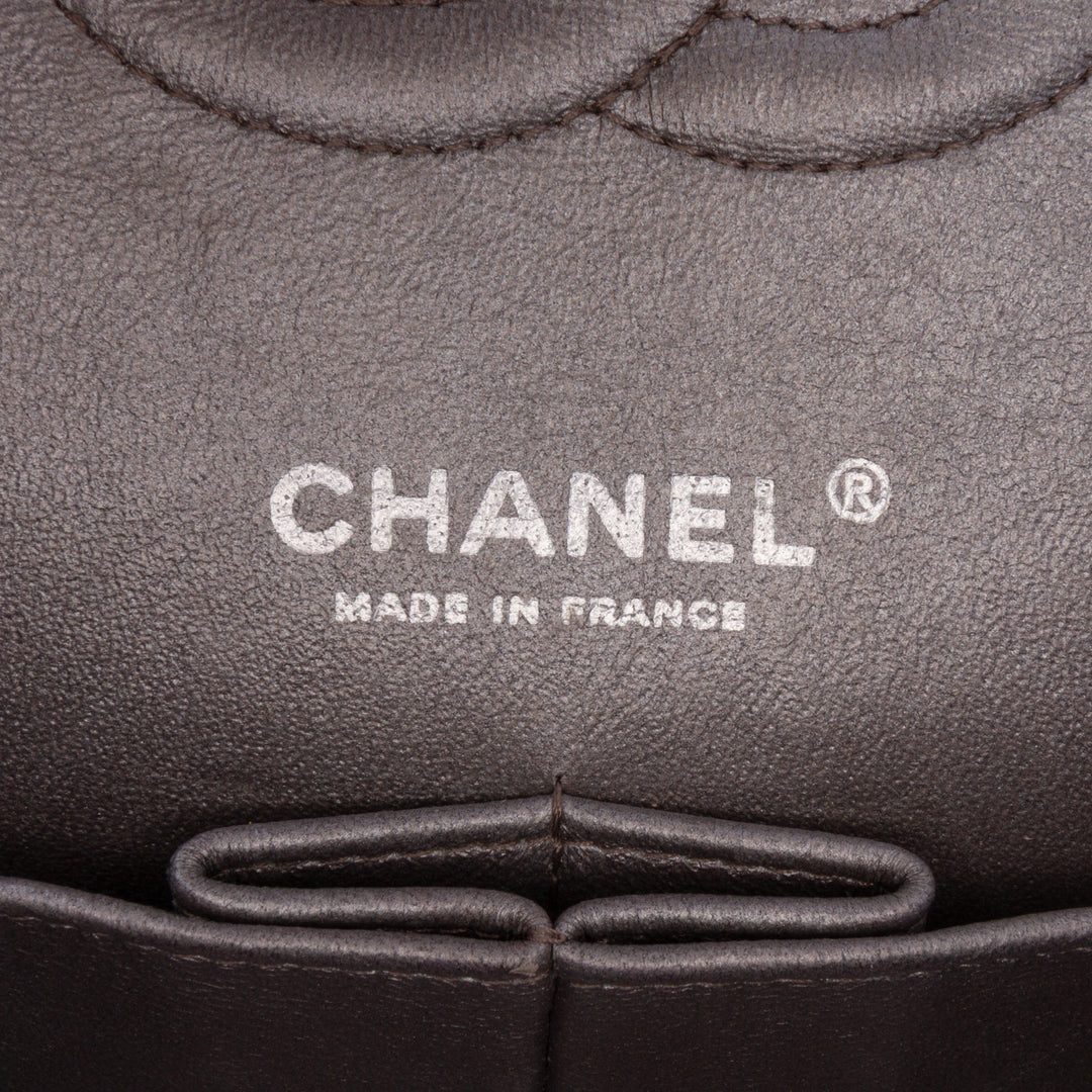 Medium Classic Lambskin Double Flap Gray - Gaby Paris