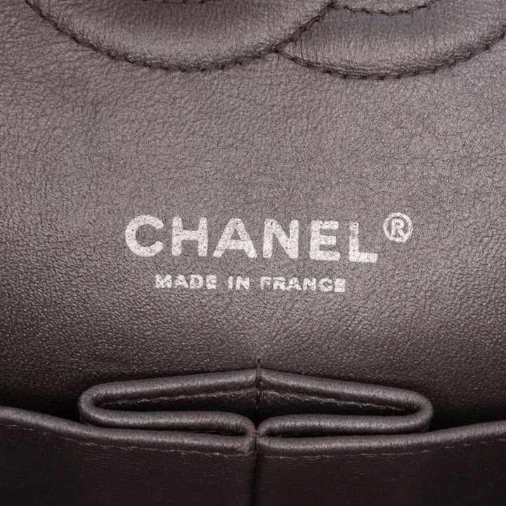 Medium Classic Lambskin Double Flap Gray - Gaby Paris