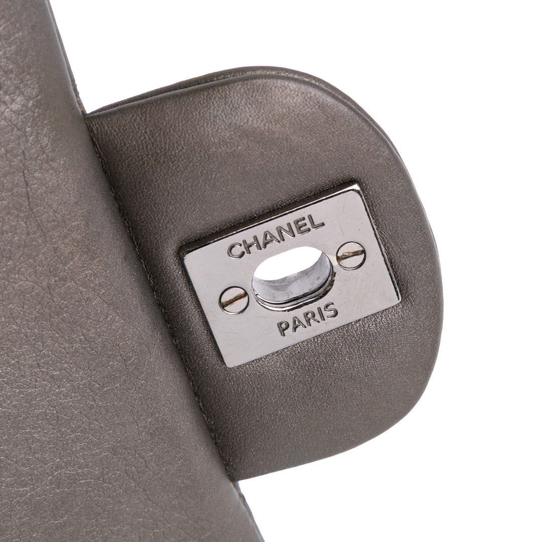 Medium Classic Lambskin Double Flap Gray - Gaby Paris