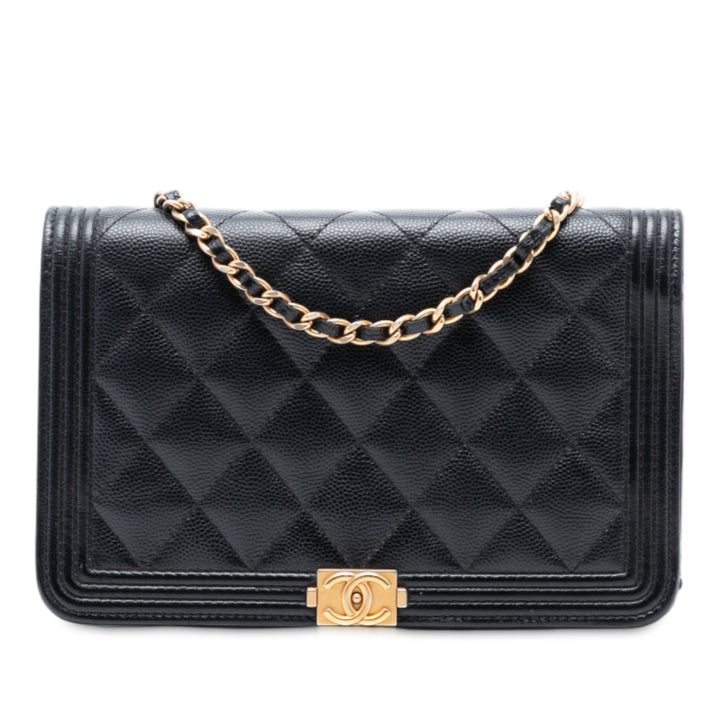 Chanel Matelassé Caviar Boy Wallet on Chain