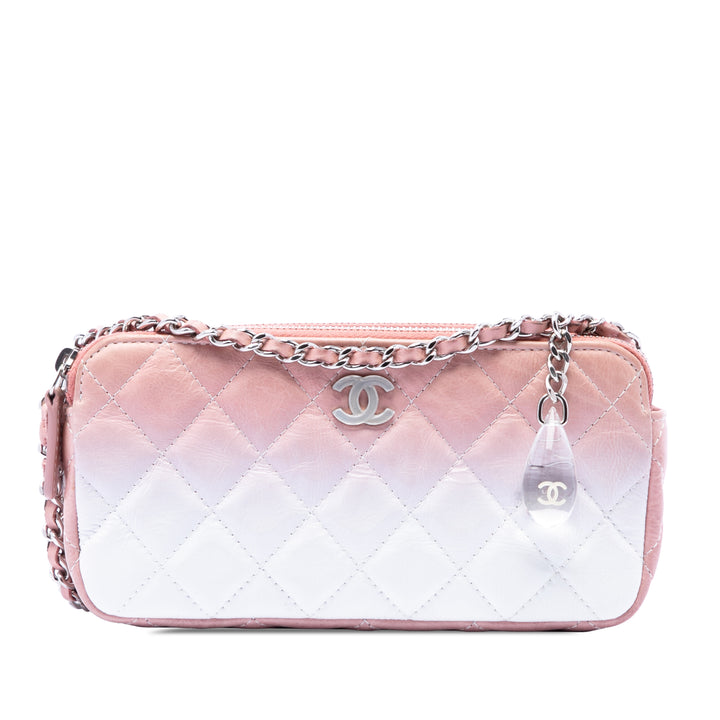 Chanel Ombre Cuir de veau Double Zip Pochette avec chaîne