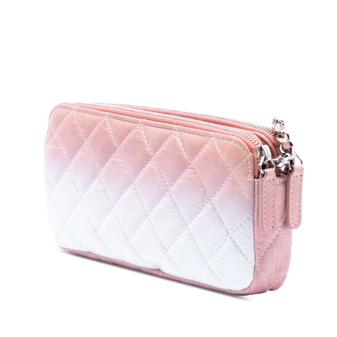 Chanel Ombre Cuir de veau Double Zip Pochette avec chaîne