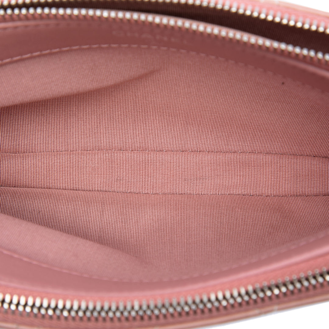 Chanel Ombre Cuir de veau Double Zip Pochette avec chaîne
