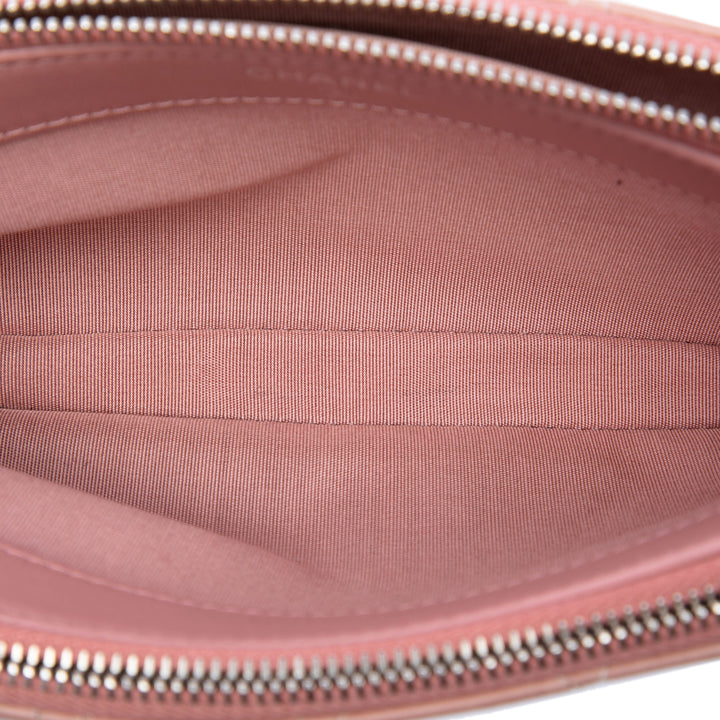Chanel Ombre Cuir de veau Double Zip Pochette avec chaîne