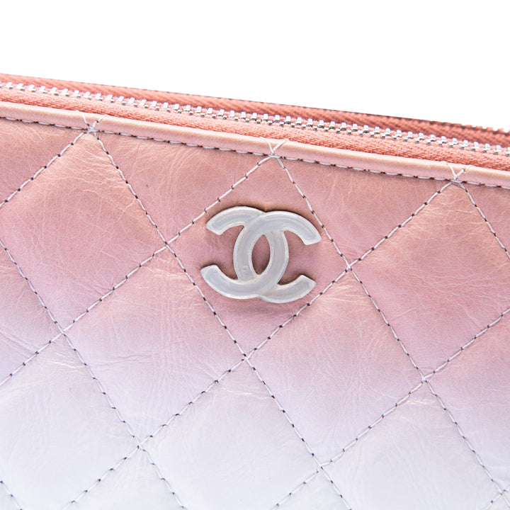 Chanel Ombre Cuir de veau Double Zip Pochette avec chaîne