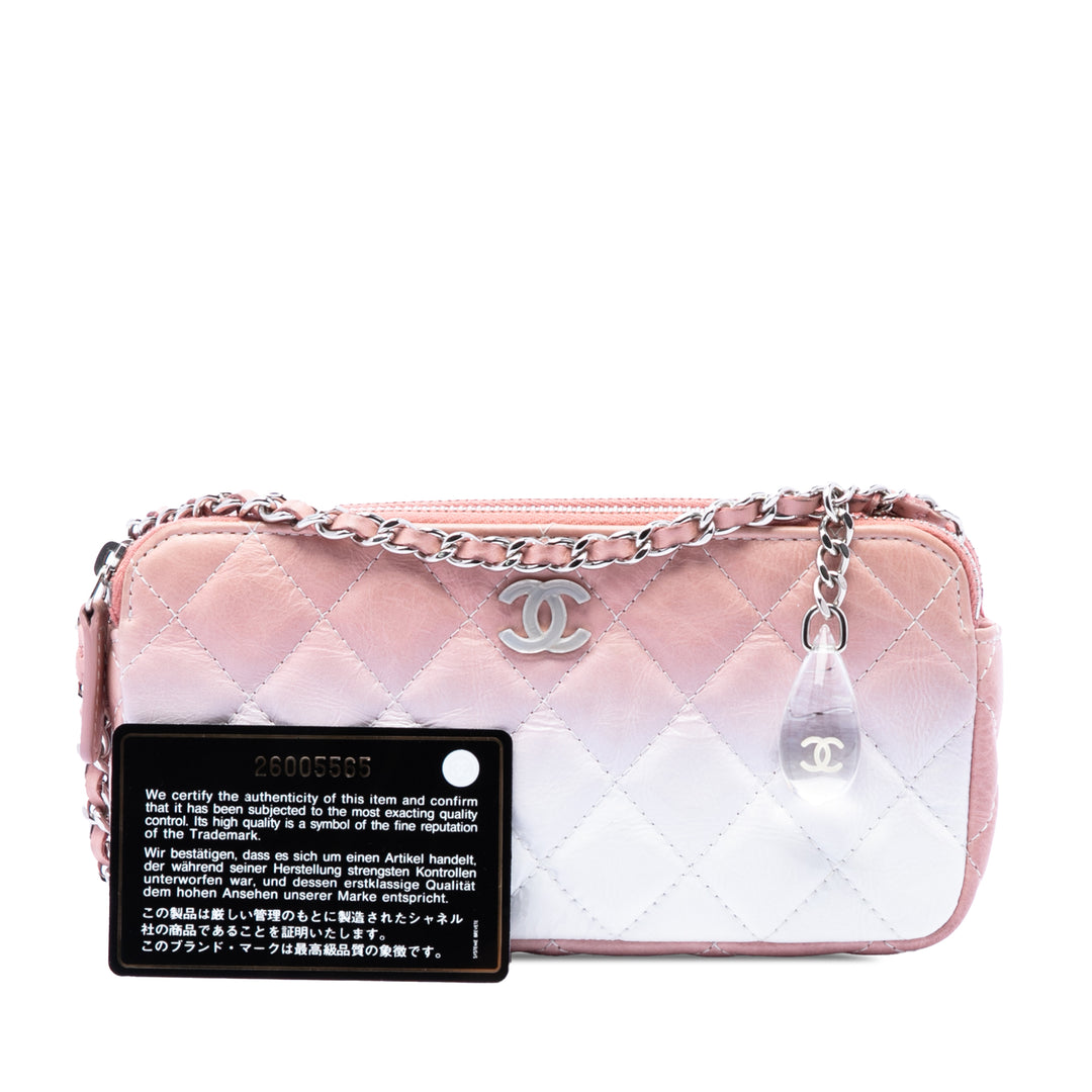 Chanel Ombre Cuir de veau Double Zip Pochette avec chaîne