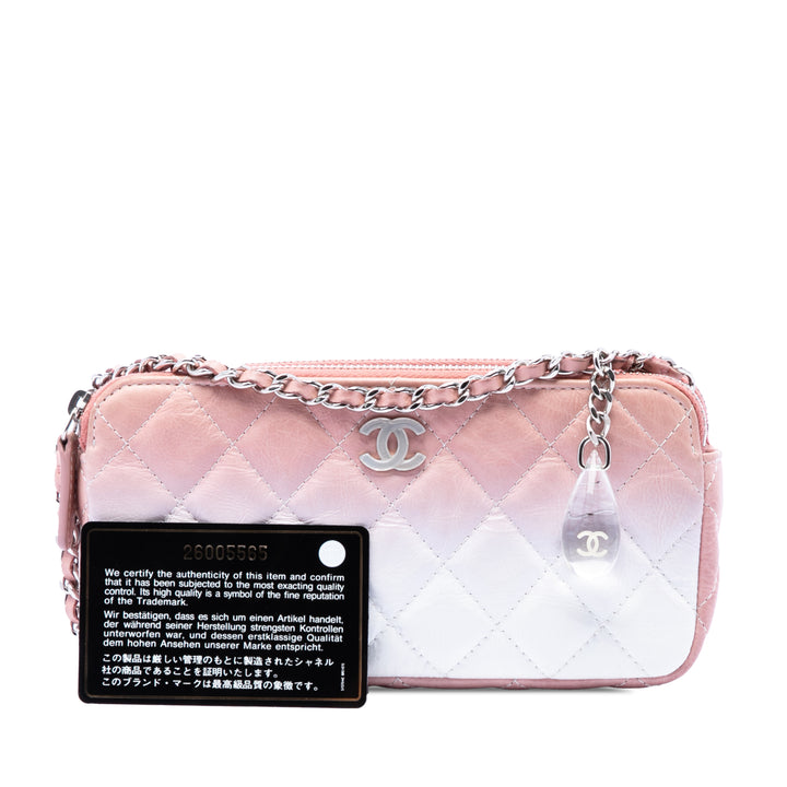 Chanel Ombre Cuir de veau Double Zip Pochette avec chaîne