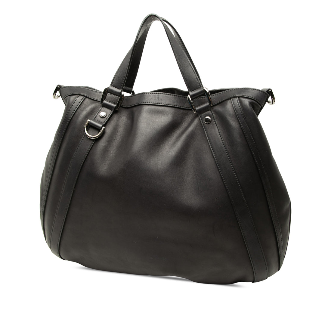 Abbey D Bague Cabas Cuir de veau lisse Noir