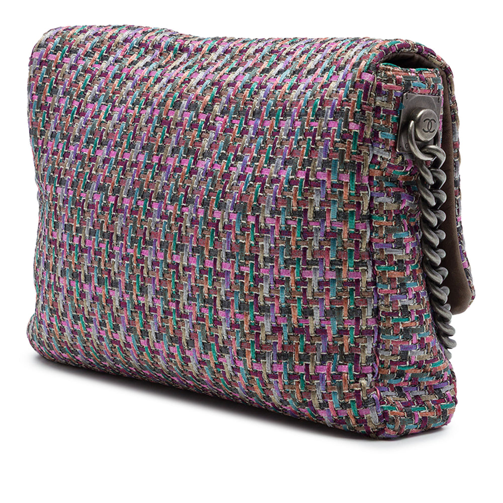 Chanel Sac bandoulière CC Multicolor à rabat Tweed Violet – vue 2 – GABY PARIS