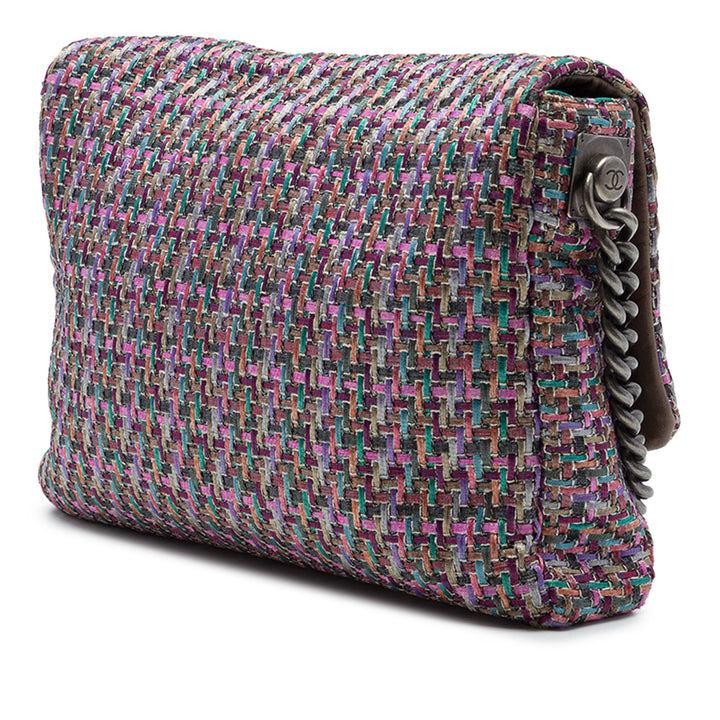 Chanel Sac bandoulière CC Multicolor à rabat Tweed Violet – vue 2 – GABY PARIS