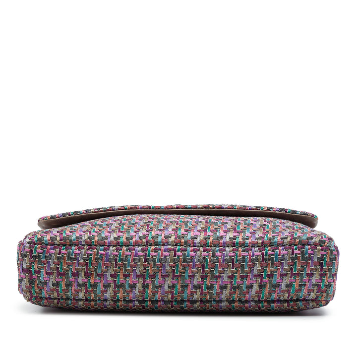 Chanel Sac bandoulière CC Multicolor à rabat Tweed Violet – vue 3 – GABY PARIS