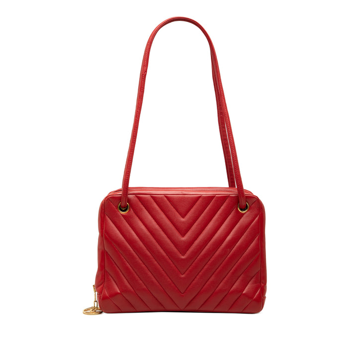 CC Chevron Sac Cuir d'agneau Rouge