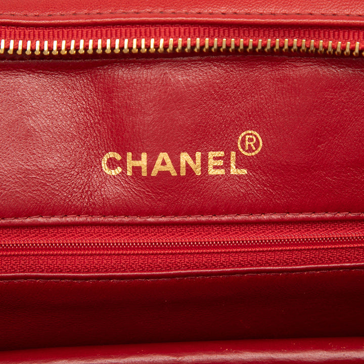 CC Chevron Sac Cuir d'agneau Rouge