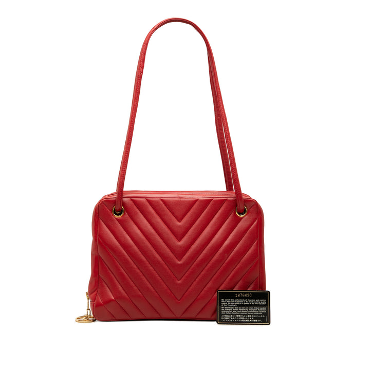 CC Chevron Sac Cuir d'agneau Rouge