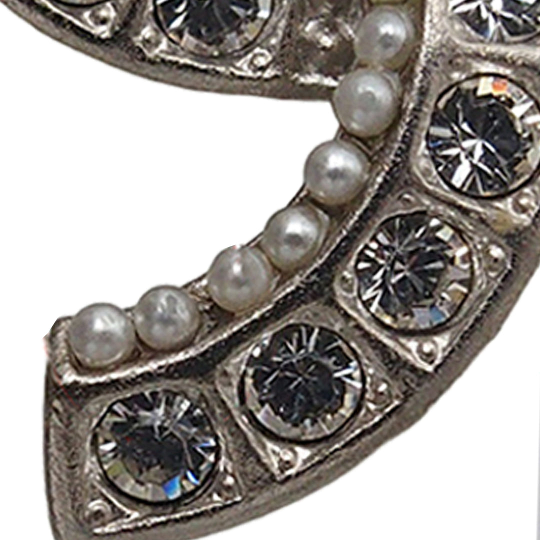 Chanel CC Brass Strass et Perles fantaisie Pendant Collier