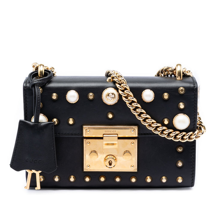 Perle clouté Padlock Sac Petit Noir