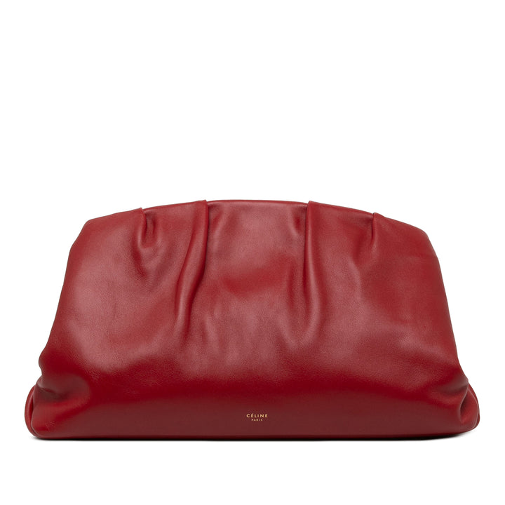 Celine Pleated French Lock Pochette Cuir de veau Rouge – vue principale – GABY PARIS