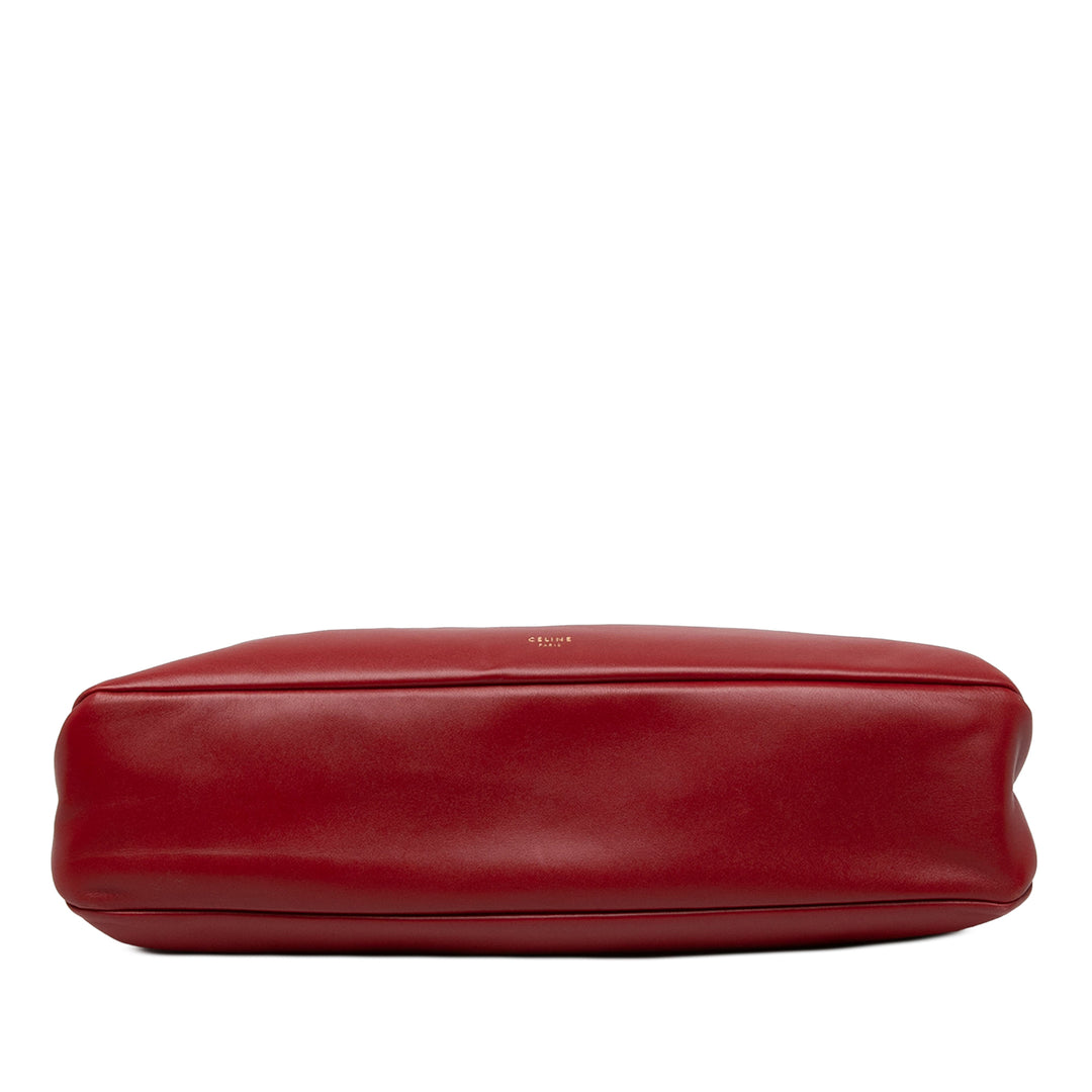 Celine Pleated French Lock Pochette Cuir de veau Rouge – vue 3 – GABY PARIS