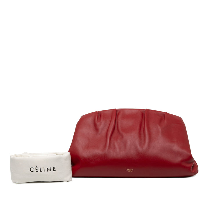 Celine Pleated French Lock Pochette Cuir de veau Rouge – vue 6 – GABY PARIS