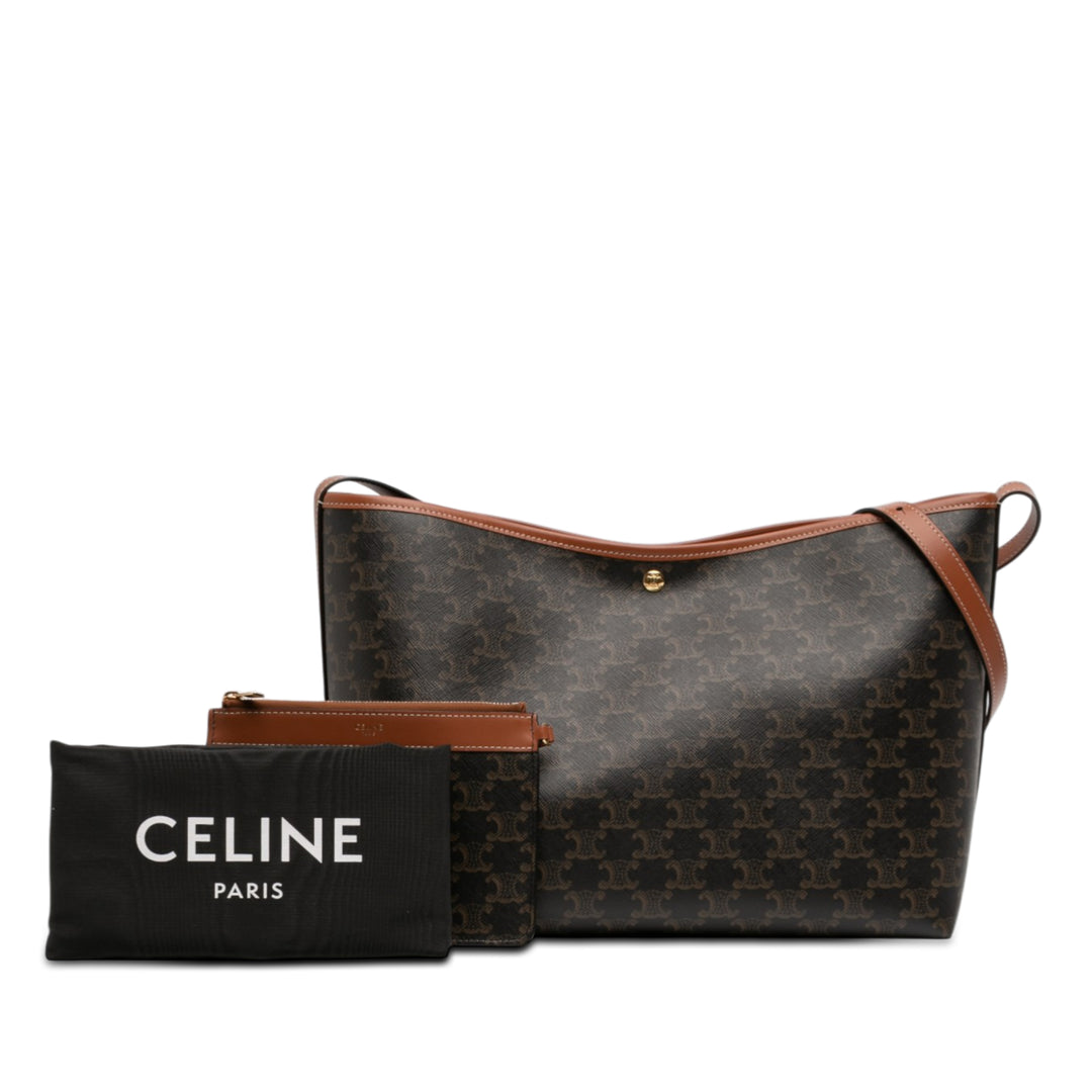 Celine Triomphe Coated Toile et Cuir de veau Soft Shopper Sac