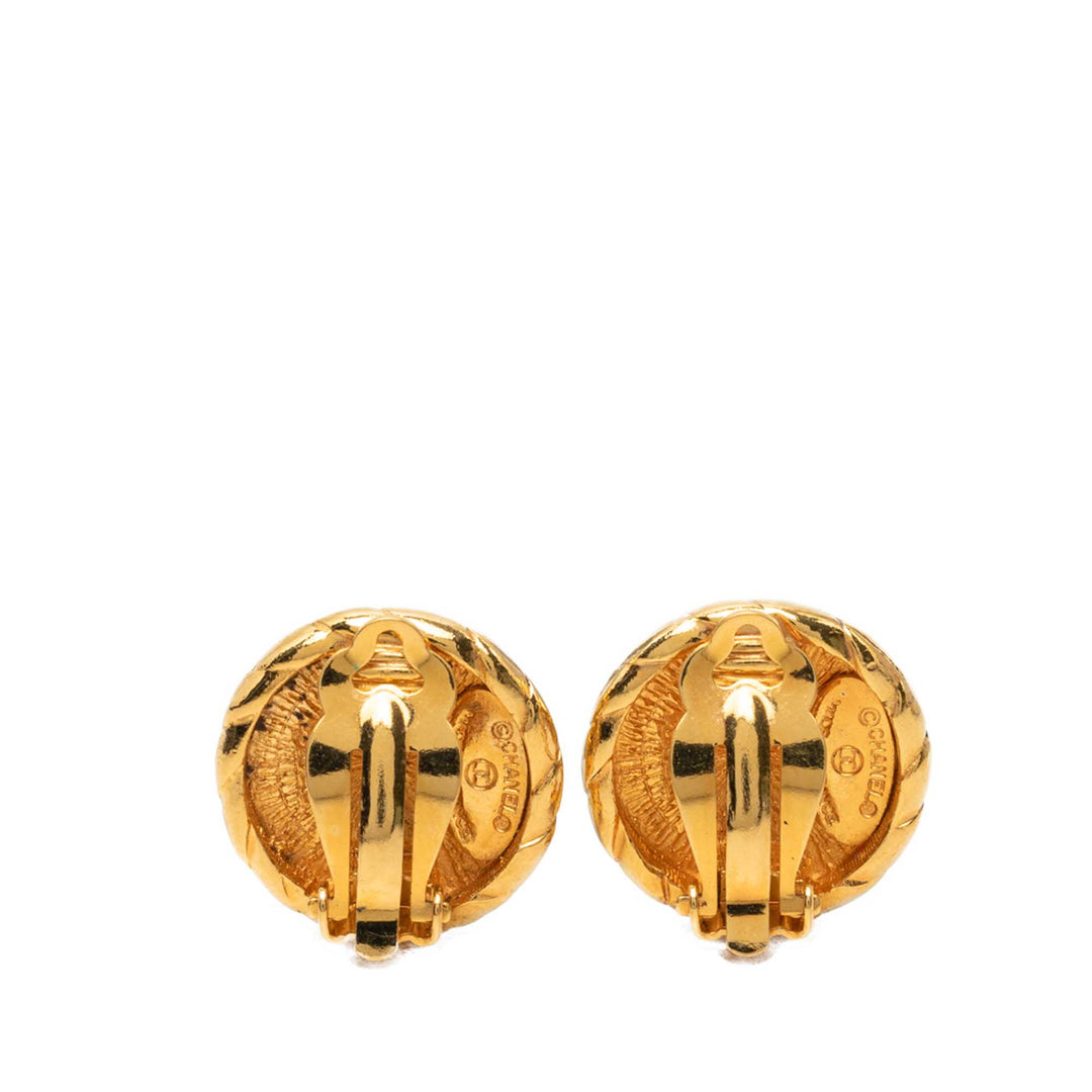 CC plaqué Rond À clip Boucles d'oreilles Doré