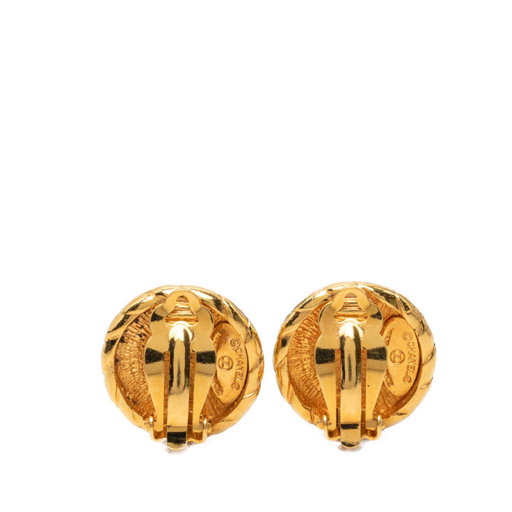 CC plaqué Rond À clip Boucles d'oreilles Doré