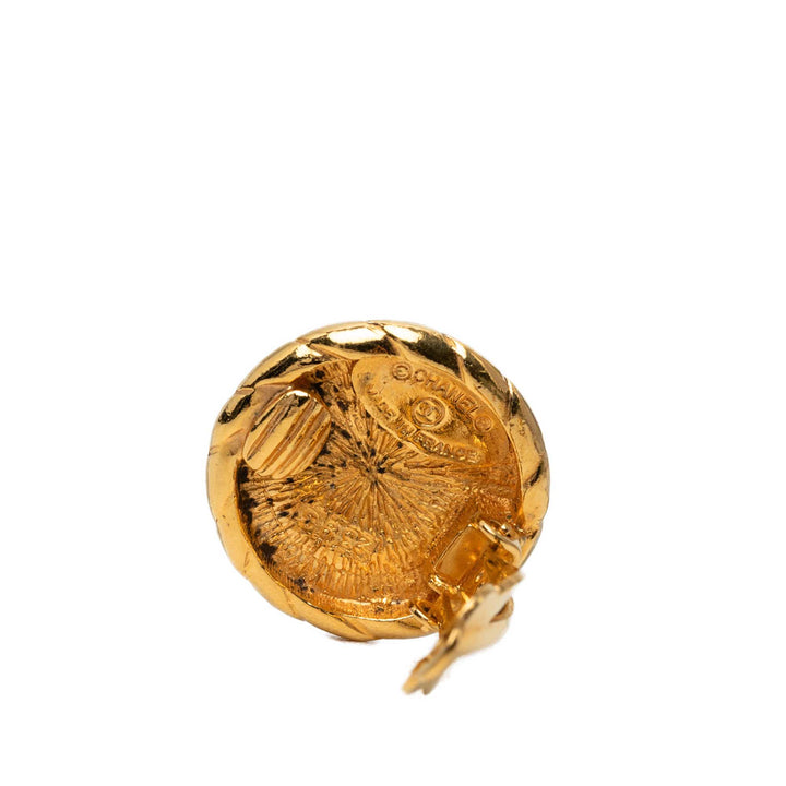 CC plaqué Rond À clip Boucles d'oreilles Doré