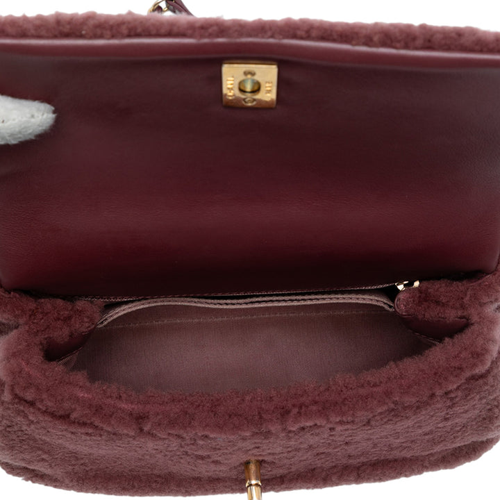 Chanel Small Shearling Coco Top Handle Bag Rouge