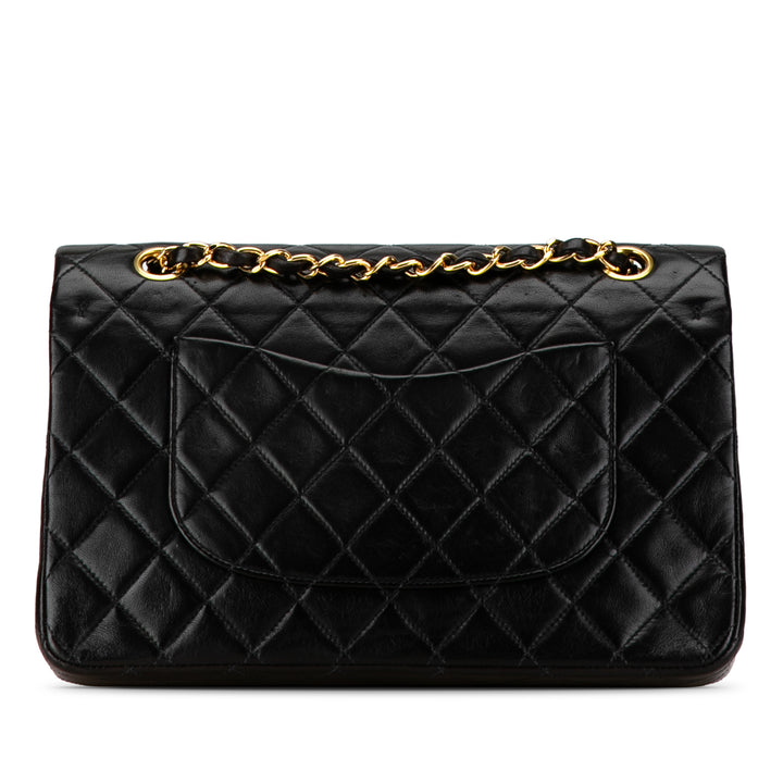 Medium Classic Lambskin Double Flap Black - Gaby Paris