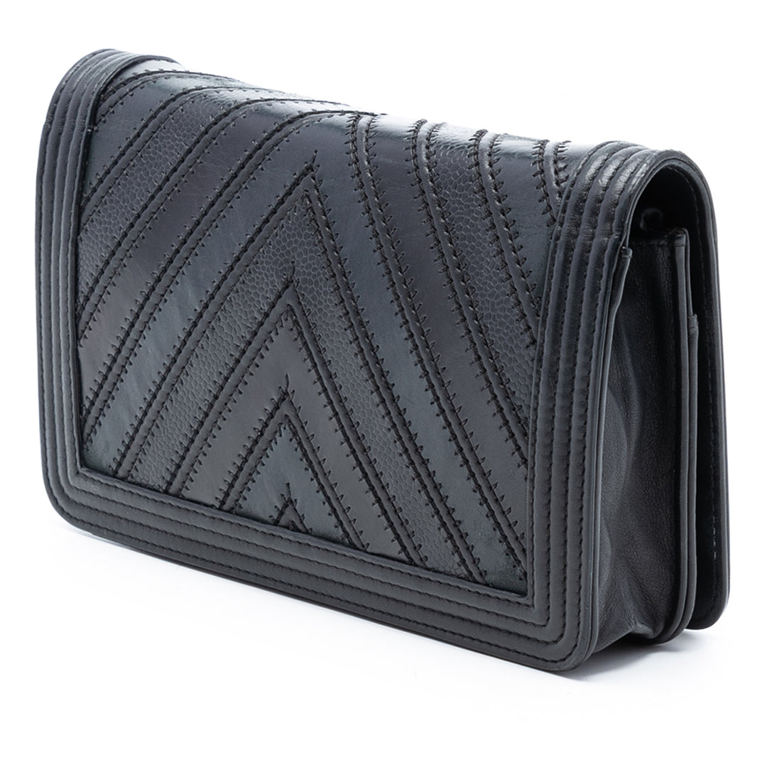 Chanel Chevron Mixed Cuirs Boy Wallet on Chain