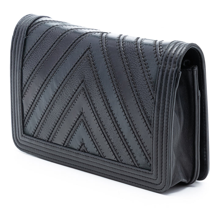 Chanel Chevron Mixed Cuirs Boy Wallet on Chain