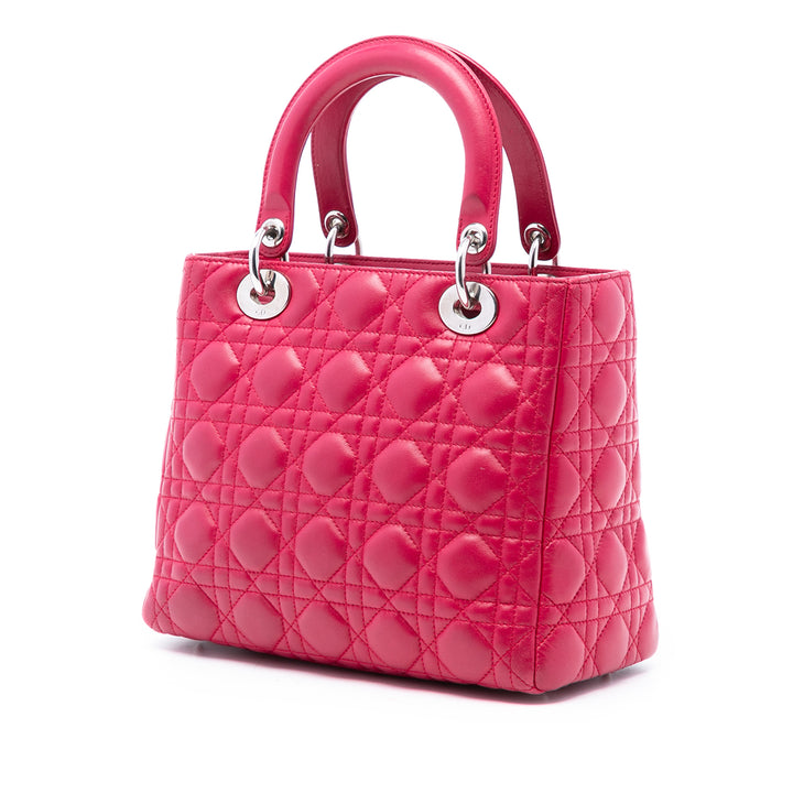 Dior Medium Cuir d’agneau Cannage Perle Lady Dior