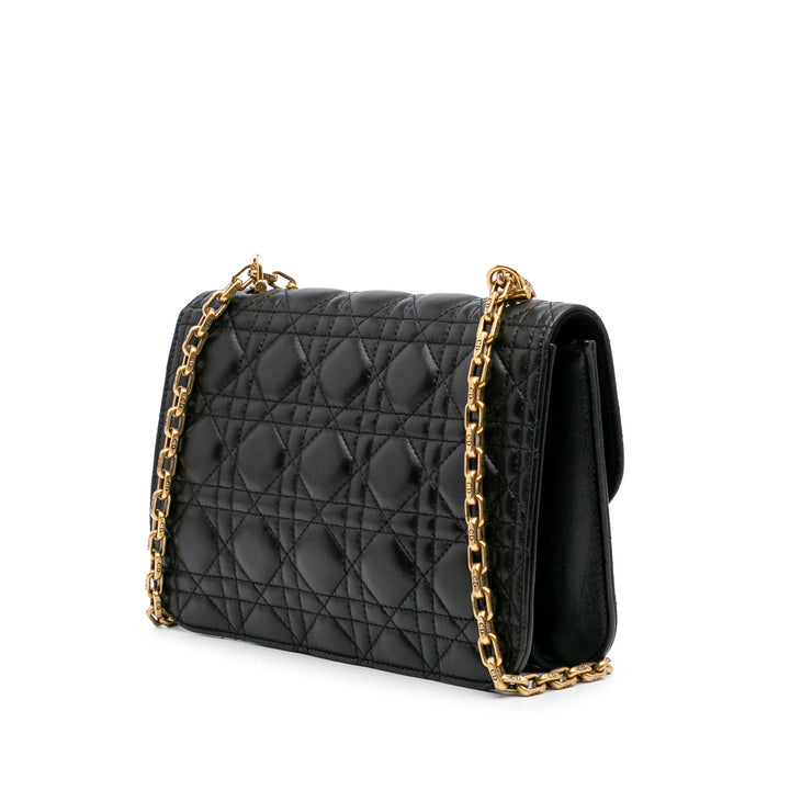 Medium Lambskin Cannage DiorAddict Flap Black - Gaby Paris