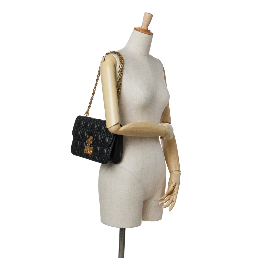 Medium Lambskin Cannage DiorAddict Flap Black - Gaby Paris
