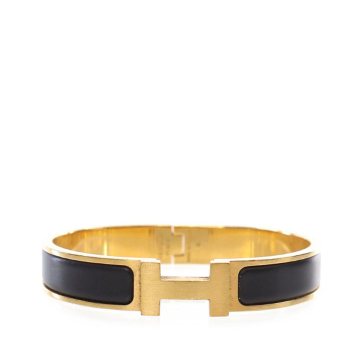 Narrow Enamel Clic HH Bracelet T5 Black - Gaby Paris