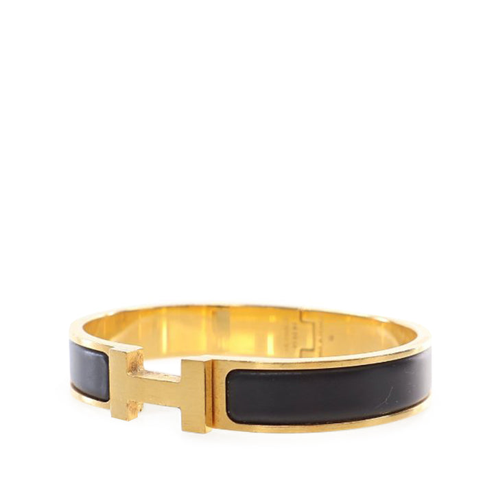 Narrow Enamel Clic HH Bracelet T5 Black - Gaby Paris