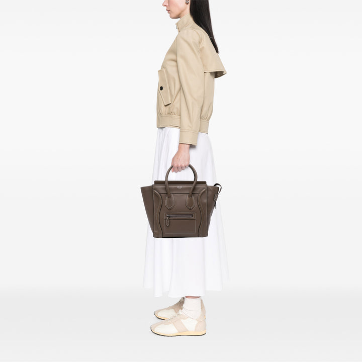 Celine Micro Cuir Luggage Cabas Marron