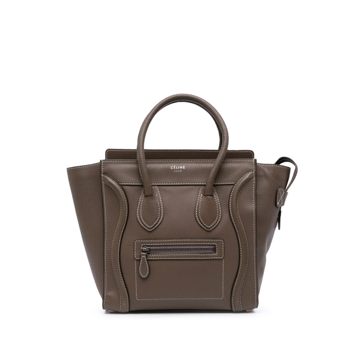 Celine Micro Cuir Luggage Cabas Marron