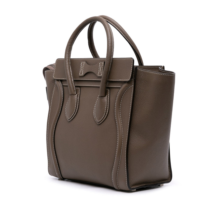 Celine Micro Cuir Luggage Cabas Marron