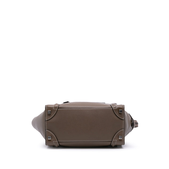 Celine Micro Cuir Luggage Cabas Marron