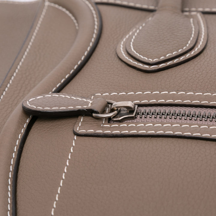 Celine Micro Cuir Luggage Cabas Marron