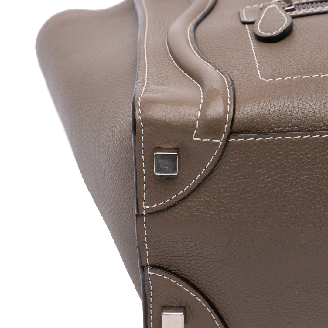 Celine Micro Cuir Luggage Cabas Marron