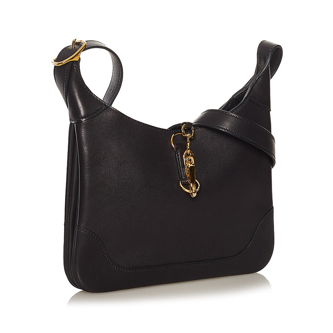 Trim Duo Leather Crossbody Bag Black - Gaby Paris